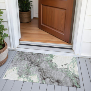 Piper Looms Chantille Abstract ACN2110 Green Machine Washable Area Rug Scatter Outdoor Lifestyle Image Feature