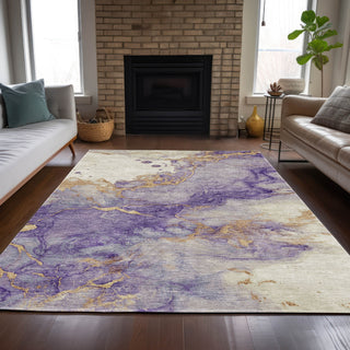 Piper Looms Chantille Abstract ACN2110 Purple Machine Washable Area Rug Lifestyle Image Feature