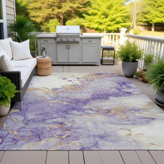 Piper Looms Chantille Abstract ACN2110 Purple Machine Washable Area Rug Outdoor Lifestyle Image Feature