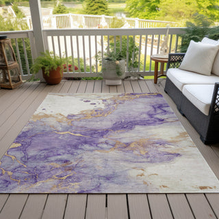 Piper Looms Chantille Abstract ACN2110 Purple Machine Washable Area Rug Outdoor Lifestyle Image Feature