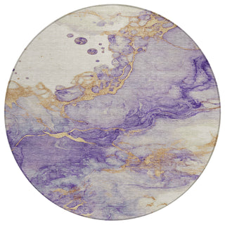 Piper Looms Chantille Abstract ACN2110 Purple Machine Washable Area Rug Round Main Image