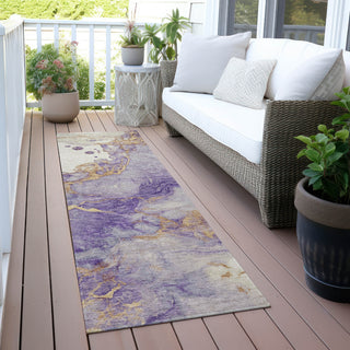 Piper Looms Chantille Abstract ACN2110 Purple Machine Washable Area Rug Runner Outdoor Lifestyle Image Feature