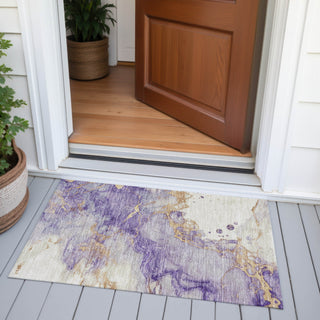 Piper Looms Chantille Abstract ACN2110 Purple Machine Washable Area Rug Scatter Outdoor Lifestyle Image Feature