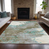 Piper Looms Chantille Abstract ACN2110 Teal Machine Washable Area Rug Lifestyle Image Feature
