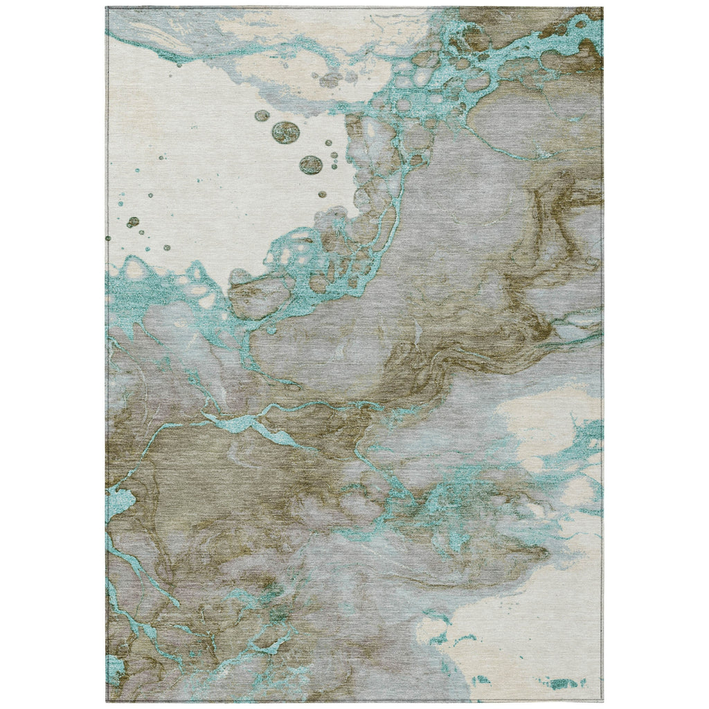 Piper Looms Chantille Abstract ACN2110 Teal Machine Washable Area Rug main image