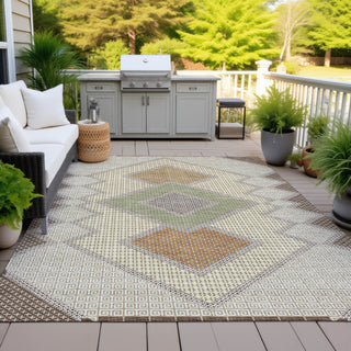Piper Looms Chantille Geometric ACN2111 Brown Machine Washable Area Rug Outdoor Lifestyle Image Feature