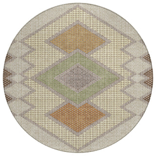 Piper Looms Chantille Geometric ACN2111 Brown Machine Washable Area Rug Round Main Image