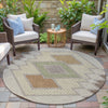 Piper Looms Chantille Geometric ACN2111 Brown Machine Washable Area Rug Round Outdoor Lifestyle Image Feature
