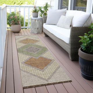 Piper Looms Chantille Geometric ACN2111 Brown Machine Washable Area Rug Runner Outdoor Lifestyle Image Feature