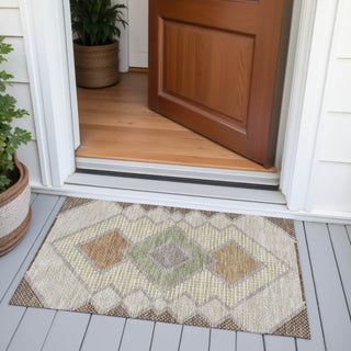 Piper Looms Chantille Geometric ACN2111 Brown Machine Washable Area Rug Scatter Outdoor Lifestyle Image Feature
