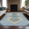 Piper Looms Chantille Geometric ACN2111 Denim Machine Washable Area Rug Lifestyle Image Feature