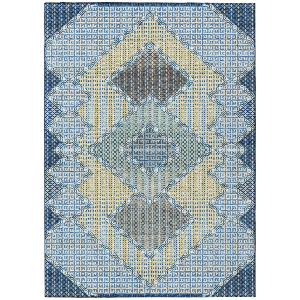 Piper Looms Chantille Geometric ACN2111 Denim Machine Washable Area Rug main image