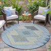 Piper Looms Chantille Geometric ACN2111 Denim Machine Washable Area Rug Round Outdoor Lifestyle Image Feature