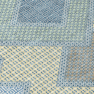 Piper Looms Chantille Geometric ACN2111 Denim Machine Washable Area Rug Swatch Image