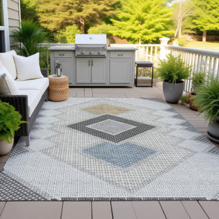 Piper Looms Chantille Geometric ACN2111 Gray Machine Washable Area Rug Outdoor Lifestyle Image Feature