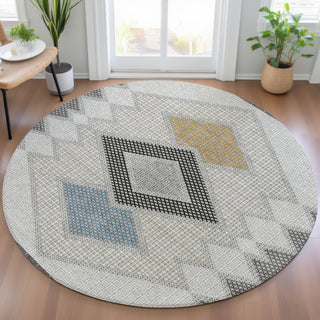 Piper Looms Chantille Geometric ACN2111 Gray Machine Washable Area Rug Round Lifestyle Image Feature