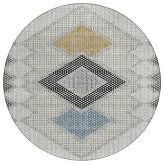 Piper Looms Chantille Geometric ACN2111 Gray Machine Washable Area Rug Round Main Image