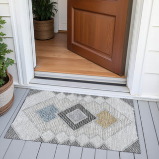 Piper Looms Chantille Geometric ACN2111 Gray Machine Washable Area Rug Scatter Outdoor Lifestyle Image Feature