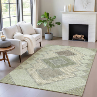 Piper Looms Chantille Geometric ACN2111 Green Machine Washable Area Rug Lifestyle Image Feature