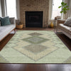 Piper Looms Chantille Geometric ACN2111 Green Machine Washable Area Rug Lifestyle Image Feature