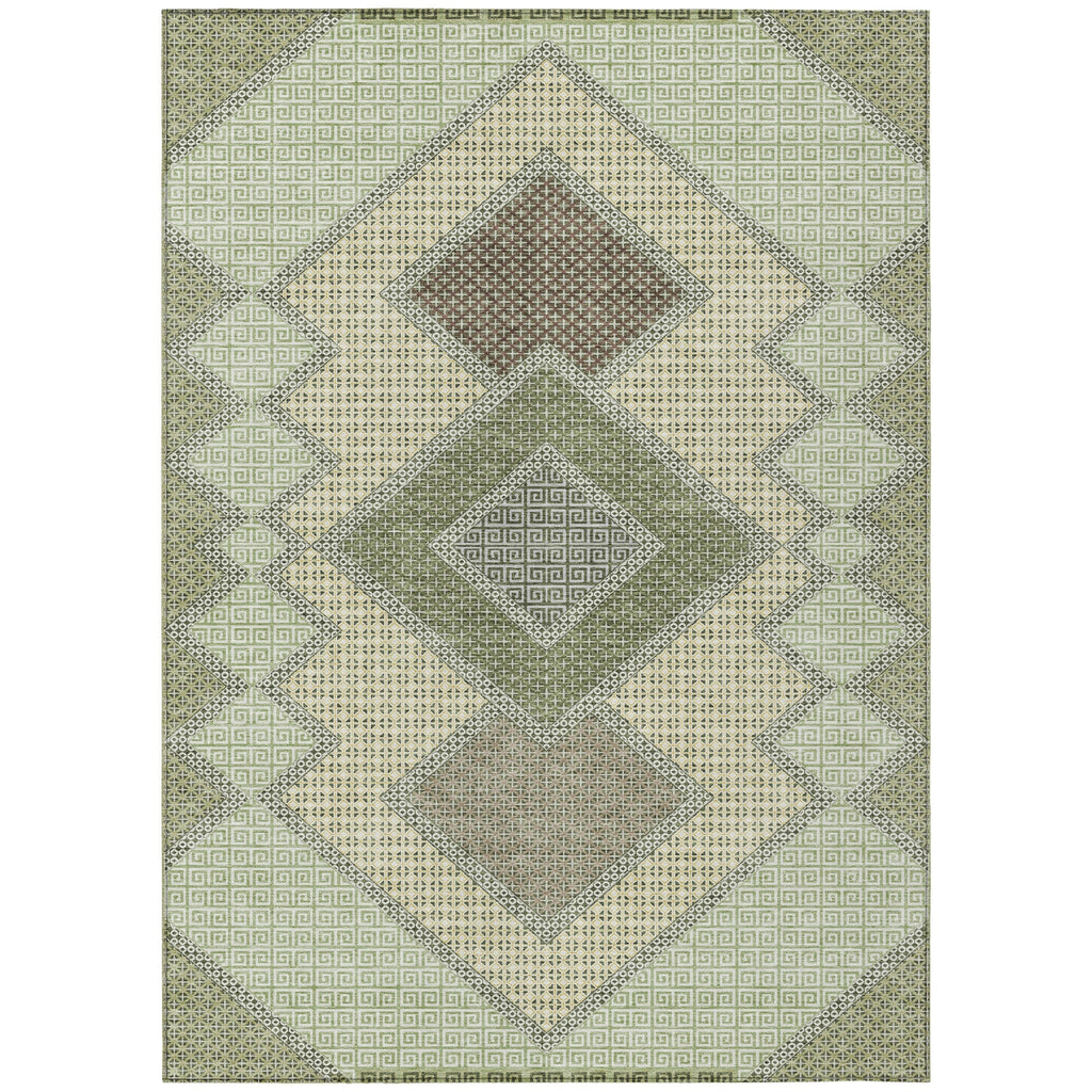 Piper Looms Chantille Geometric ACN2111 Green Machine Washable Area Rug main image