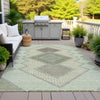 Piper Looms Chantille Geometric ACN2111 Green Machine Washable Area Rug Outdoor Lifestyle Image Feature