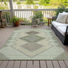 Piper Looms Chantille Geometric ACN2111 Green Machine Washable Area Rug Outdoor Lifestyle Image Feature