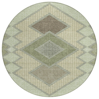Piper Looms Chantille Geometric ACN2111 Green Machine Washable Area Rug Round Main Image