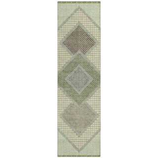 Piper Looms Chantille Geometric ACN2111 Green Machine Washable Area Rug Runner Main Image
