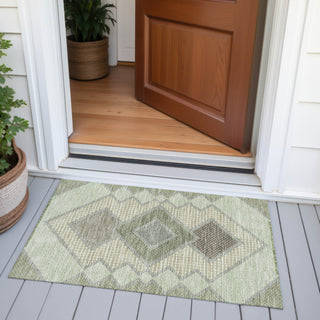 Piper Looms Chantille Geometric ACN2111 Green Machine Washable Area Rug Scatter Outdoor Lifestyle Image Feature
