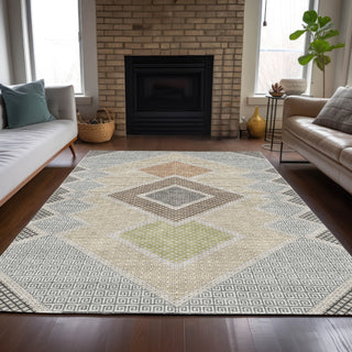 Piper Looms Chantille Geometric ACN2111 Pewter Machine Washable Area Rug Lifestyle Image Feature