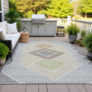 Piper Looms Chantille Geometric ACN2111 Pewter Machine Washable Area Rug Outdoor Lifestyle Image Feature