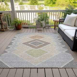 Piper Looms Chantille Geometric ACN2111 Pewter Machine Washable Area Rug Outdoor Lifestyle Image Feature