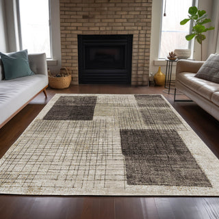Piper Looms Chantille Geometric ACN2112 Brown Machine Washable Area Rug Lifestyle Image Feature