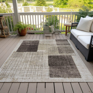 Piper Looms Chantille Geometric ACN2112 Brown Machine Washable Area Rug Outdoor Lifestyle Image Feature