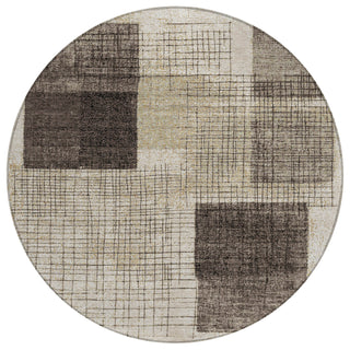 Piper Looms Chantille Geometric ACN2112 Brown Machine Washable Area Rug Round Main Image