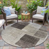 Piper Looms Chantille Geometric ACN2112 Brown Machine Washable Area Rug Round Outdoor Lifestyle Image Feature