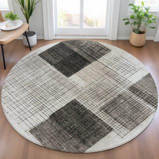 Piper Looms Chantille Geometric ACN2112 Ivory Machine Washable Area Rug Round Lifestyle Image Feature