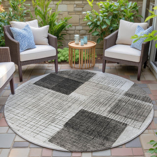 Piper Looms Chantille Geometric ACN2112 Ivory Machine Washable Area Rug Round Outdoor Lifestyle Image Feature