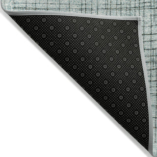 Piper Looms Chantille Geometric ACN2112 Teal Machine Washable Area Rug Backing Image