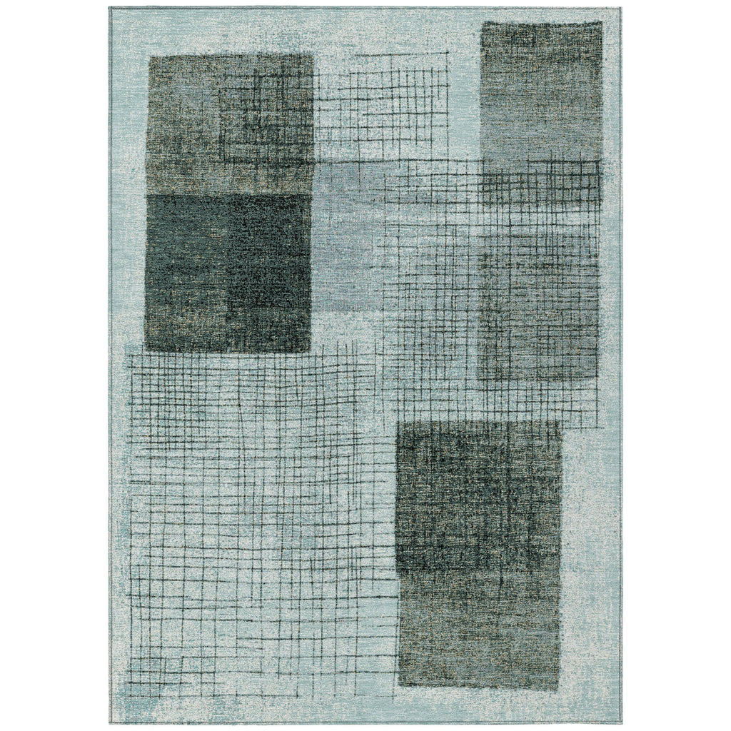 Piper Looms Chantille Geometric ACN2112 Teal Machine Washable Area Rug main image