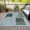 Piper Looms Chantille Geometric ACN2112 Teal Machine Washable Area Rug Outdoor Lifestyle Image Feature