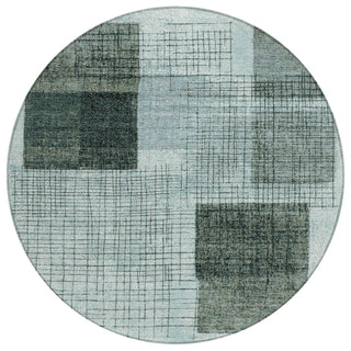 Piper Looms Chantille Geometric ACN2112 Teal Machine Washable Area Rug Round Main Image