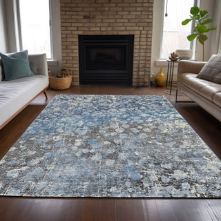 Piper Looms Chantille Abstract ACN2113 Blue Machine Washable Area Rug Lifestyle Image Feature