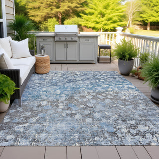 Piper Looms Chantille Abstract ACN2113 Blue Machine Washable Area Rug Outdoor Lifestyle Image Feature