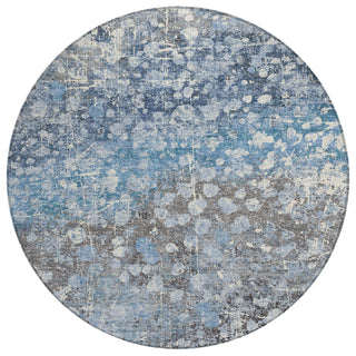 Piper Looms Chantille Abstract ACN2113 Blue Machine Washable Area Rug Round Main Image