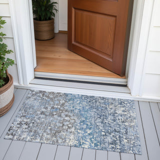 Piper Looms Chantille Abstract ACN2113 Blue Machine Washable Area Rug Scatter Outdoor Lifestyle Image Feature