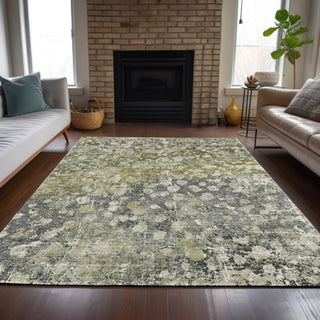 Piper Looms Chantille Abstract ACN2113 Olive Machine Washable Area Rug Lifestyle Image Feature