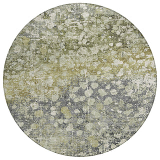 Piper Looms Chantille Abstract ACN2113 Olive Machine Washable Area Rug Round Main Image