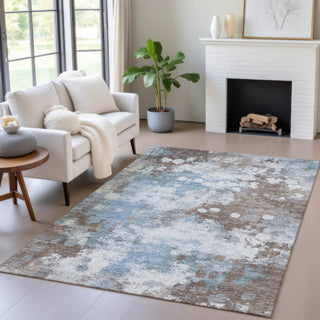 Piper Looms Chantille Abstract ACN2114 Brown Machine Washable Area Rug Lifestyle Image Feature